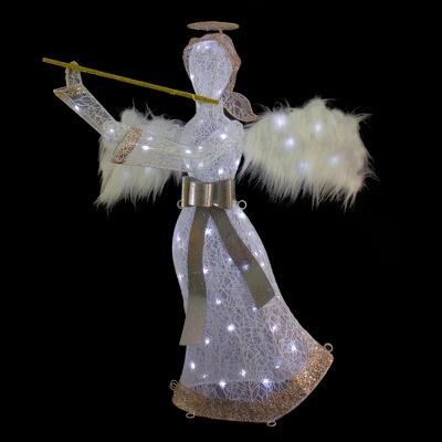 Northlight 36" LED Lighted Lace Angel With Flute Outdoor Christmas Decoration - Image 2