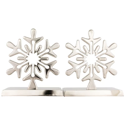 Northlight Set Of 2 Solid Silver Snowflake Cutout Christmas Metal Stocking Holders 6.5" - Image 4