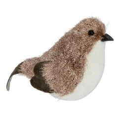 Northlight Sparkle Bird Figure Christmas Decoration - 6.25" - Brown And White