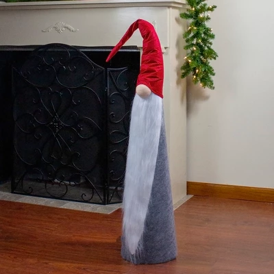 Northlight Tall Cone Gnome Christmas Decoration - 32.5" - Red And Gray - Image 2