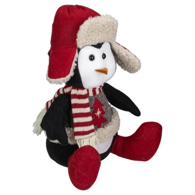 Northlight Sitting Winter Penguin With Trapper Hat Christmas Decoration - 12" - Image 2