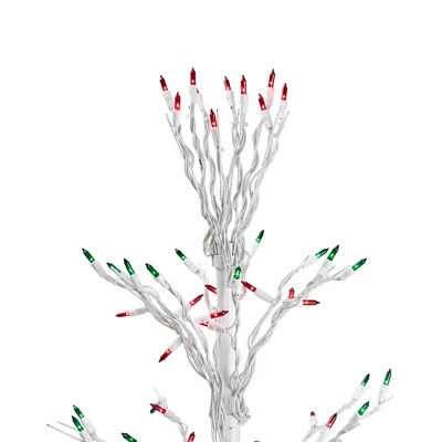 Northlight 6' Prelit Artificial Christmas Tree White Lighted Cascade Twig Outdoor Decoration - Multi-Color Lights - Image 5