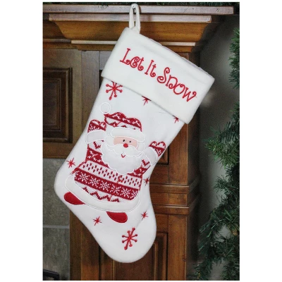 Northlight 19" Red And White "Let It Snow" Santa Claus Embroidered Christmas Stocking