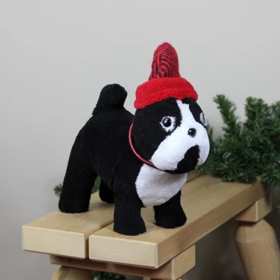 Northlight Plush Standing Bulldog With Striped Hat And Collar Christmas Decoration - 11.5" - Image 2
