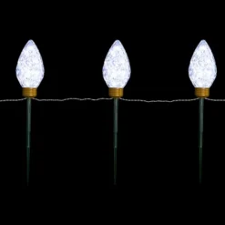 Northlight LED Lighted C9 Style Christmas Pathway Lawn Stakes - 3 Ft - Clear - 3-Count