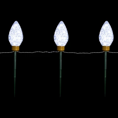 Northlight LED Lighted C9 Style Christmas Pathway Lawn Stakes - 3 Ft - Clear - 3-Count