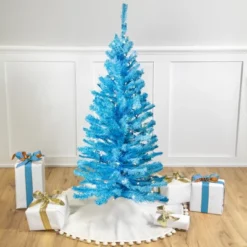 Northlight Pre-Lit Medium Artificial Pine Christmas Tree - 4' - Sky Blue - Clear Lights